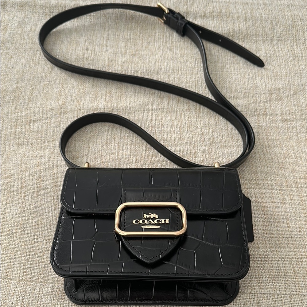 Coach Black Croc-Embossed Crossbody Bag